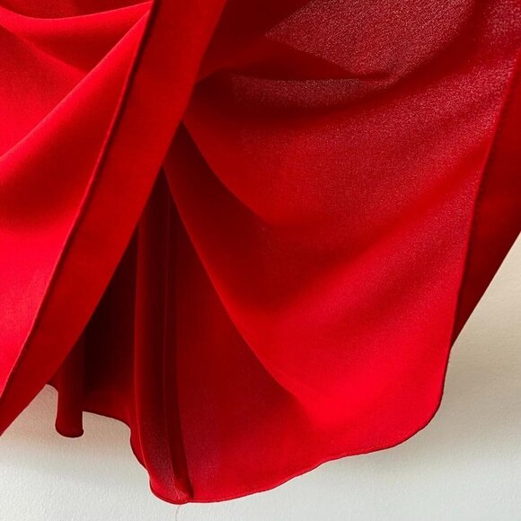 Vintage Pierre Cardin Bib Collar Maxi Dress Womens Sz 14 White Red Modest Sheer - Picture 13 of 16